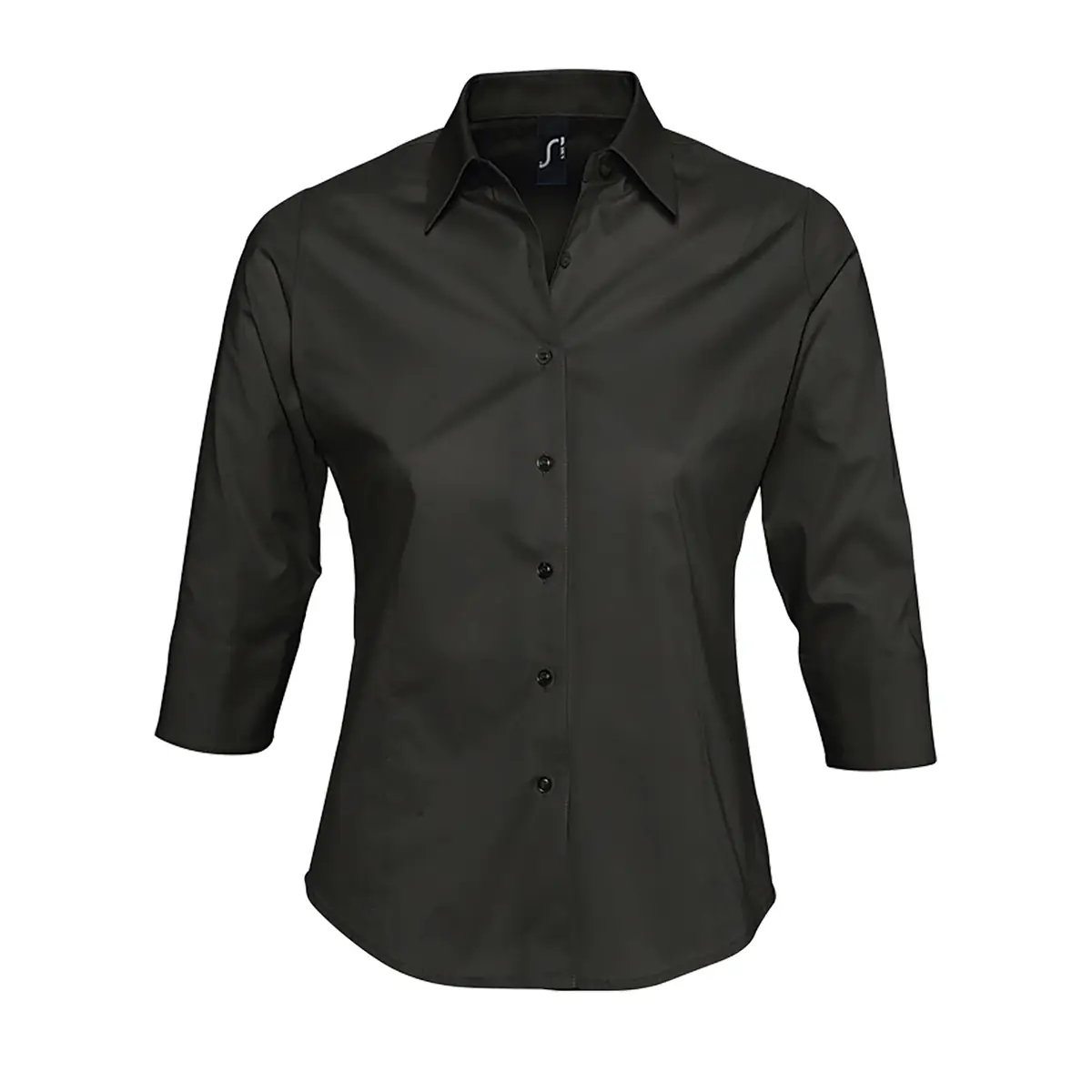 Camisa mujer manga 3/4 SOL’S EFFECT 17010 6 Camisa mujer manga 3/4 SOL’S EFFECT 17010 en Negro, frontal sin persona.