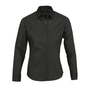 Camisa mujer manga larga SOL’S EDEN 17015 en Negro, frontal sin persona.