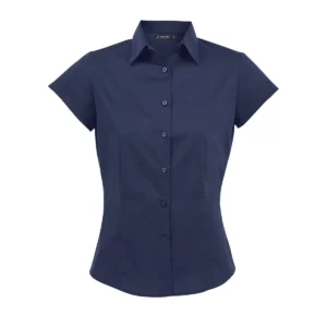 Camisa manga corta mujer SOL’S EXCESS 17020 en Azul oscuro, frontal sin persona.