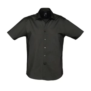 Camisa elástica manga corta SOL’S BROADWAY 17030 en Negro, frontal sin persona.
