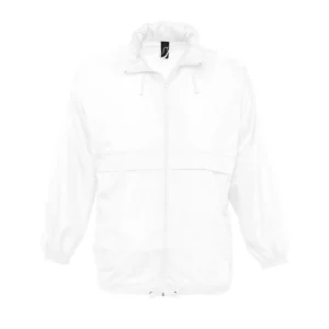 Cortavientos unisex SOL’S SURF 32000 en Blanco, frontal sin persona.
