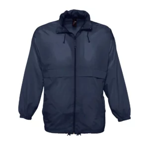 Cortavientos unisex SOL’S SURF 32000 en Azul marino, frontal sin persona.