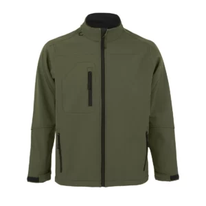 Chaqueta softshell hombre SOL’S RELAX 46600 en Army, frontal sin persona.