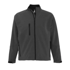 Chaqueta softshell hombre SOL’S RELAX 46600 en Antracita, frontal sin persona.