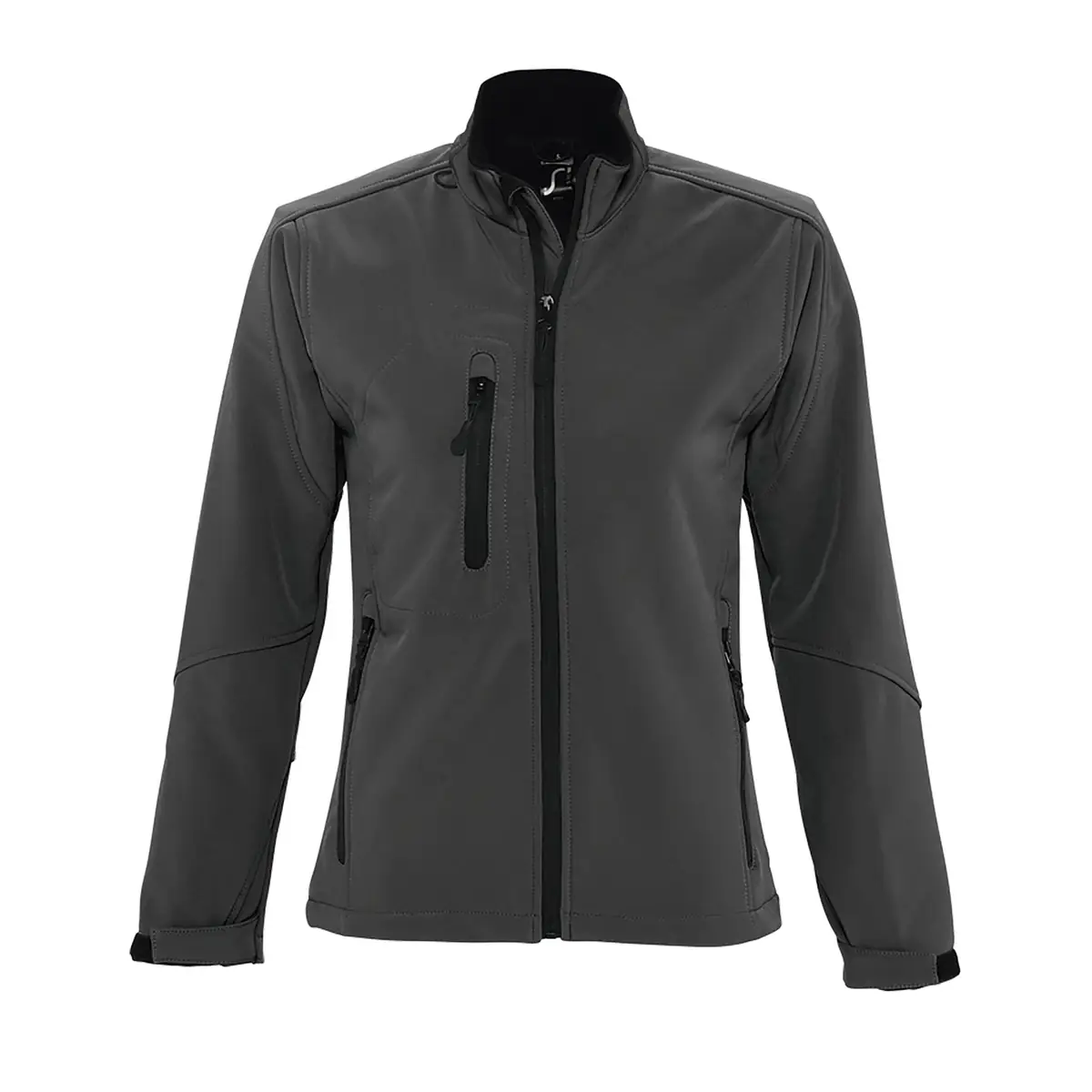 Chaqueta softshell mujer SOL’S ROXY 46800 3 Chaqueta softshell mujer SOL’S ROXY 46800 en Antracita, frontal sin persona.