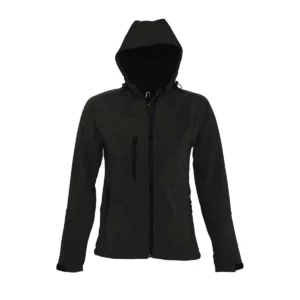 Chaqueta softshell mujer SOL’S REPLAY WOMEN 46802 en Negro, frontal sin persona.
