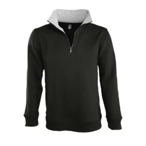 Sudadera cuello cremallera SOL’S SCOTT 47300 en Negro, frontal sin persona.