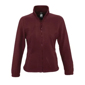 Chaqueta polar mujer SOL’S NORTH WOMEN 54500 en Burdeos, frontal sin persona.