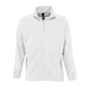 Chaqueta polar hombre SOL’S NORTH 55000 en Blanco, frontal sin persona.