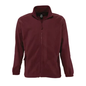 Chaqueta polar hombre SOL’S NORTH 55000 en Burdeos, frontal sin persona.