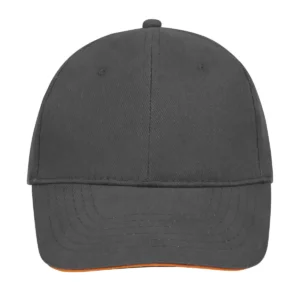 Gorra unisex SOL’S BUFFALO 88100 en Gris oscuro/Naranja, frontal sin persona.