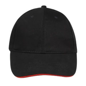 Gorra unisex SOL’S BUFFALO 88100 en Negro/Rojo, frontal sin persona.