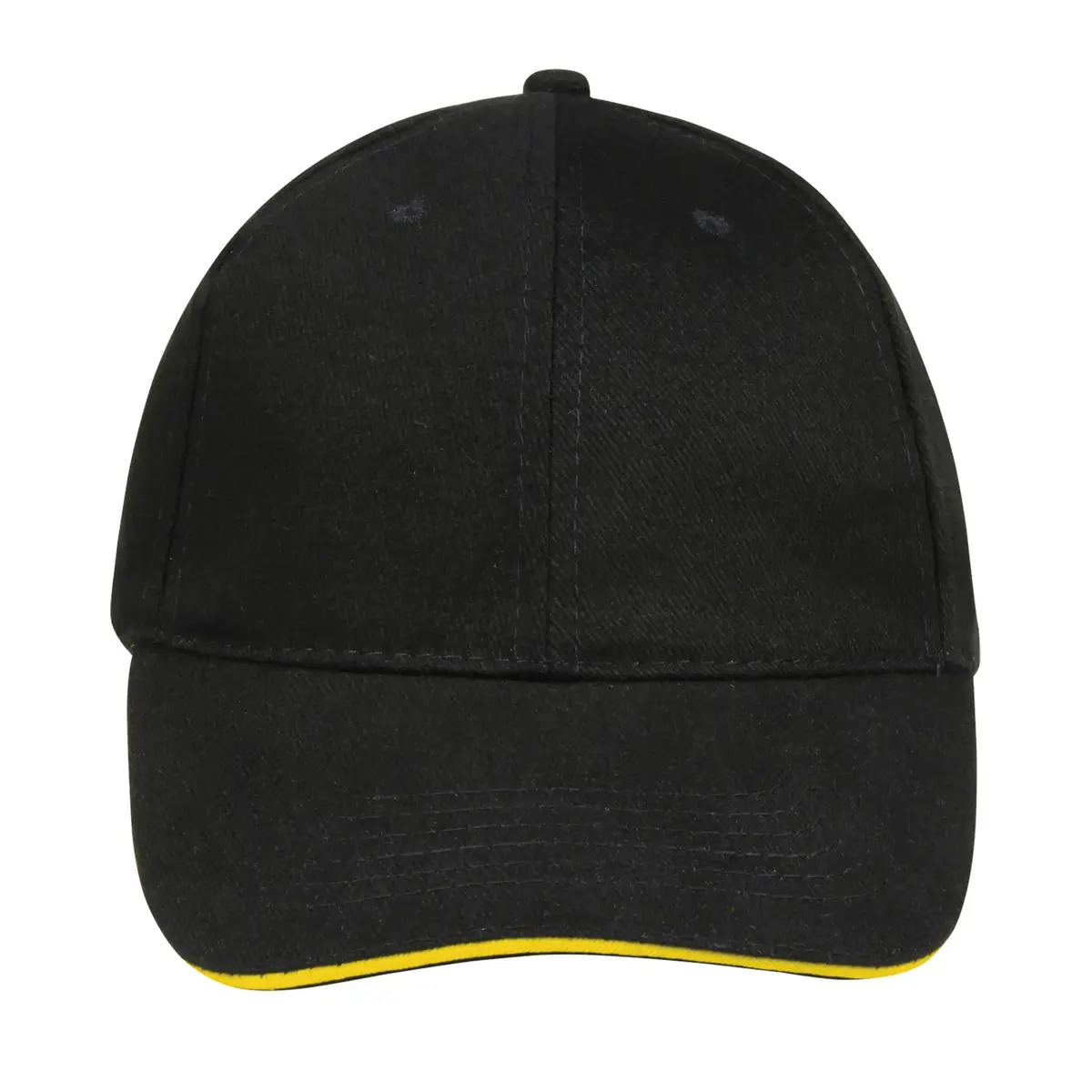Gorra unisex SOL’S BUFFALO 88100 24 Gorra unisex SOL’S BUFFALO 88100 en Negro/Amarillo, frontal sin persona.