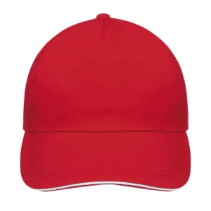 Gorra unisex SOL’S SUNNY 88110 en Rojo/Blanco, frontal sin persona.
