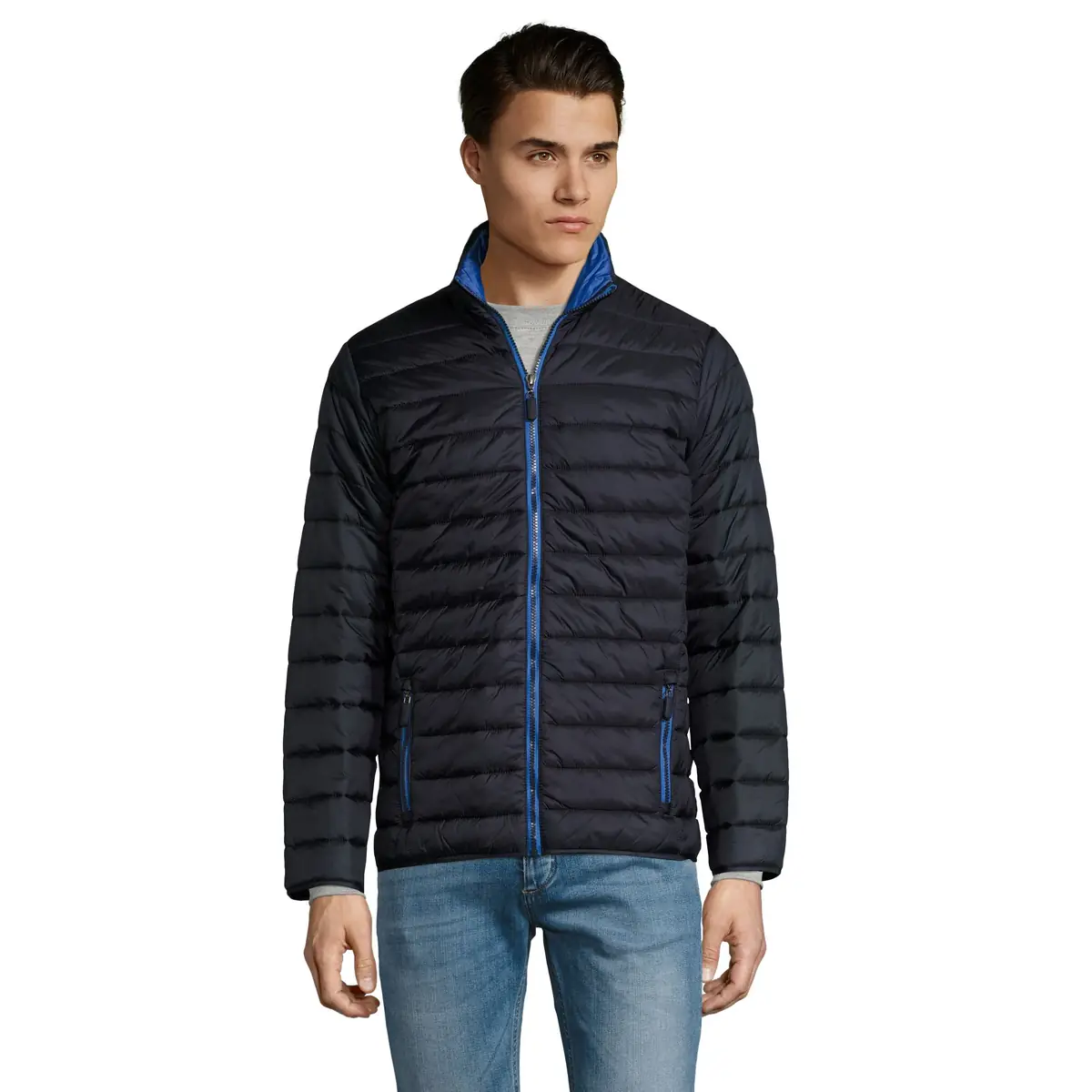 Chaqueta acolchada hombre SOL’S RIDE MEN 01193 4 Chaqueta acolchada hombre SOL’S RIDE MEN 01193 en Azul marino, frontal con modelo.