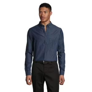 Camisa vaquera SOL’S BARRY MEN 02100, con modelo.