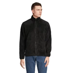 Chaqueta polar unisex SOL’S FINCH 04022 en Negro, vista con modelo.