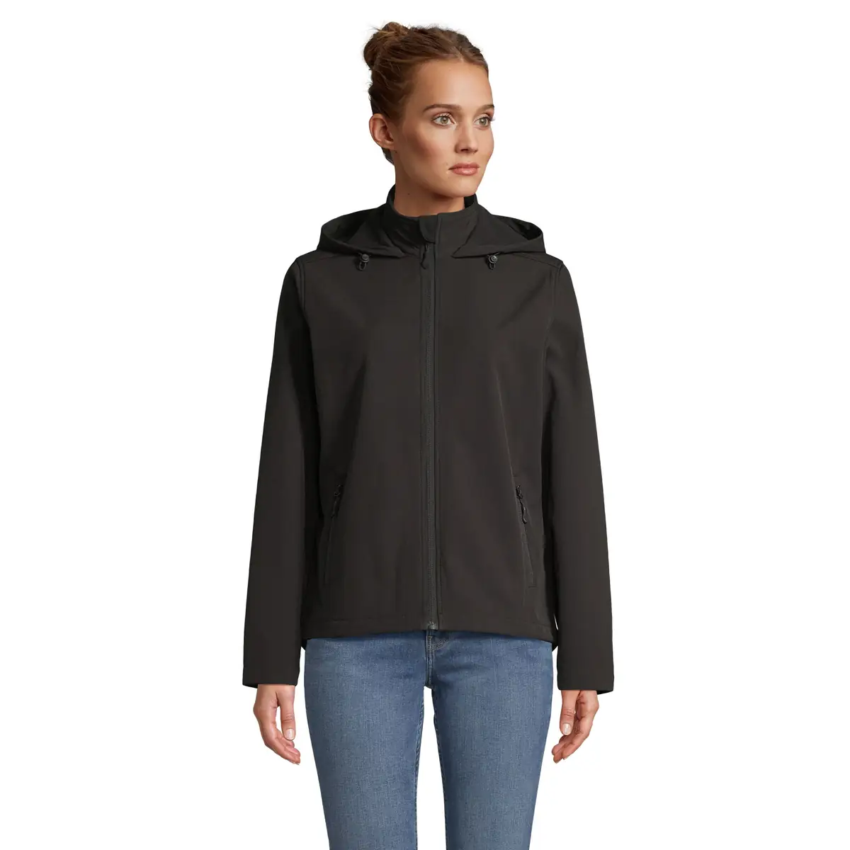 Chaqueta softshell mujer SOL’S RACE HOODED WOMEN 04448 2 Chaqueta softshell mujer SOL’S RACE HOODED WOMEN 04448, vista con modelo.