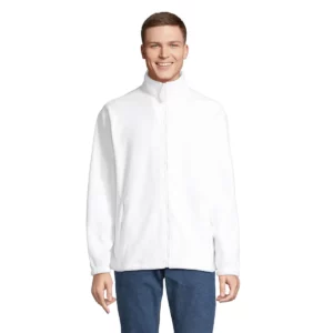 Chaqueta polar hombre SOL’S NORTH 55000 en Blanco, vista frontal con modelo.