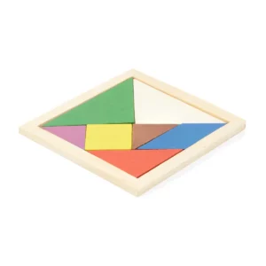 Tangram de madera Stamina Leis 0111, crudo, vista frontal del tangram completo