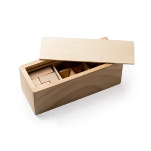 Set de juegos de habilidad Stamina Rocks 1009, crudo, vista frontal de la caja abierta con los juegos guardados