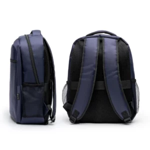 Mochila de nylon reciclado Stamina Rubix 1015, marino, vistas lateral y posterior de la mochila