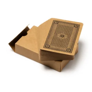 Baraja francesa Stamina Naipe 1028, crudo, vista del reverso de las cartas y la caja abierta