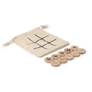 Juego tres en raya Stamina Pensy 1035, crudo, vista de las fichas junto a la bolsa