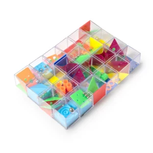 Pack de 24 juegos de habilidad Stamina Cubik 1041, transparente, vista en perspectiva del pack de juegos