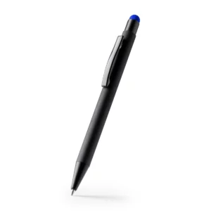 Bolígrafo con puntero Stamina Zagreb 1063, negro con puntero azul, vista del bolígrafo en perspectiva