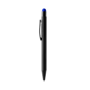 Bolígrafo con puntero Stamina Zagreb 1063, negro con puntero azul, vista frontal del bolígrafo