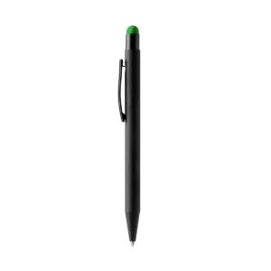 Bolígrafo con puntero Stamina Zagreb 1063, negro con puntero verde, vista frontal del bolígrafo
