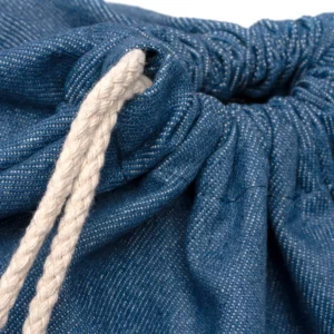 Mochila vaquera Stamina Boney 1073, vaquero, detalle de las cuerdas de algodón y de su paso por el tejido