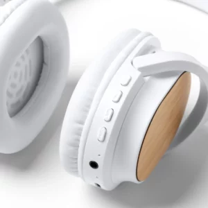 Auriculares de diadema Stamina Sonus 1075, blanco, detalle de los controles y la conexión