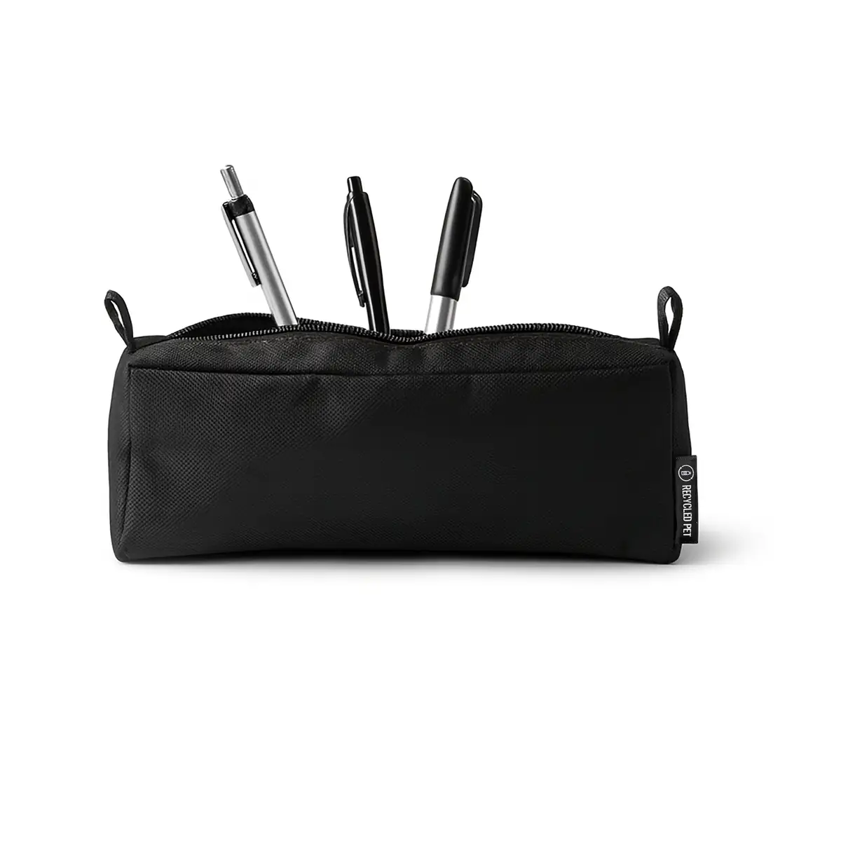 Estuche rectangular Stamina Sunte 1079 9 Estuche rectangular Stamina Sunte 1079, negro, ejemplo del estuche abierto con útiles de escritura