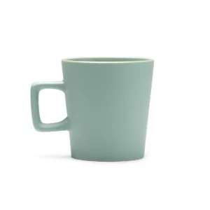 Taza de cerámica mate Stamina Galvan 1133, verde salvia, vista frontal del producto