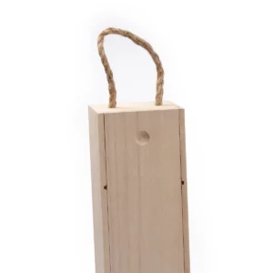 Caja de madera para vino Stamina Marne 1139, crudo, detalle del asa y de la parte superior de la caja