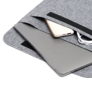 Funda para portátil 15 pulgadas Stamina Amber 1141, gris, vista de la funda abierta con dispositivos como ejemplo de uso