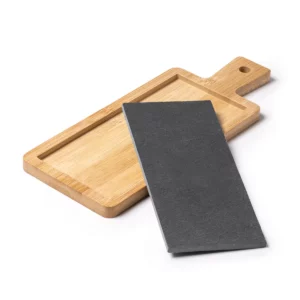 Tabla de bambú y pizarra Stamina Landa 1144, crudo, vista de la bandeja de pizarra separada de la base de bambú