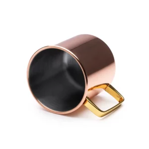 Taza de acero Stamina Liria 1160, cobre, vista de la taza tumbada con el interior visible