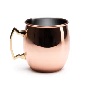Taza de acero Stamina Keila 1161, cobre, vista de la taza con el asa a la izquierda