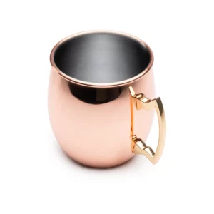 Taza de acero Stamina Keila 1161, cobre, vista superior de la taza y del asa