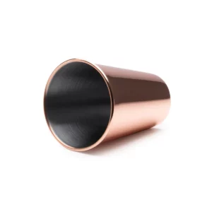 Vaso de acero Stamina Fernet 1162, cobre, vista del vaso tumbado con el interior visible
