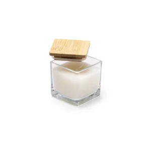 Vela aromática Stamina Rocix 1171, blanco, vista de la vela cerrada en perspectiva