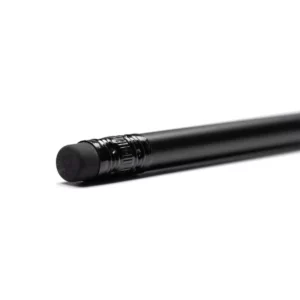 Lápiz de madera negro Stamina Konax 1185, negro, detalle de la goma y sus detalles a juego