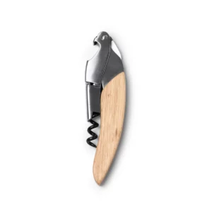 Sacacorchos de madera Stamina Vuren 1193, crudo, vista frontal del sacacorchos plegado