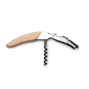 Sacacorchos de madera Stamina Vuren 1193, crudo, vista lateral del sacacorchos desplegado