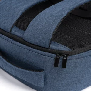 Mochila para portátil Stamina Norden 1200, dénim vigoré, detalle del asa y la espalda acolchada