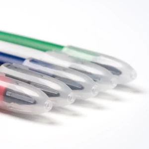 Lápiz de aluminio reciclado Stamina Tezal 1238, vista de las puntas con capucha en varios colores