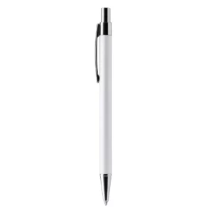 Bolígrafo de aluminio reciclado Stamina Rodal 1239, blanco, vista frontal del bolígrafo